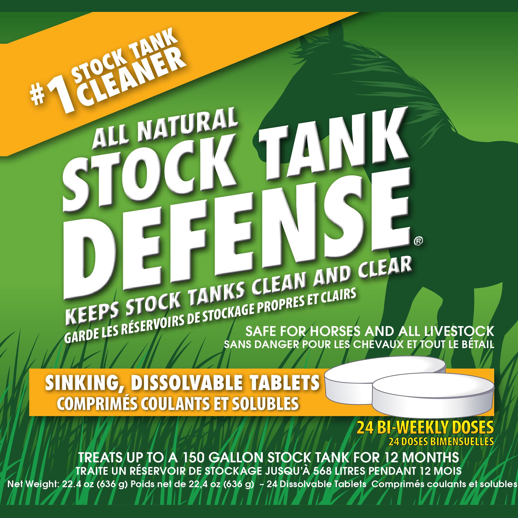 Airmax Stock Tank Defense tablet dissolving in water to purify a trough.