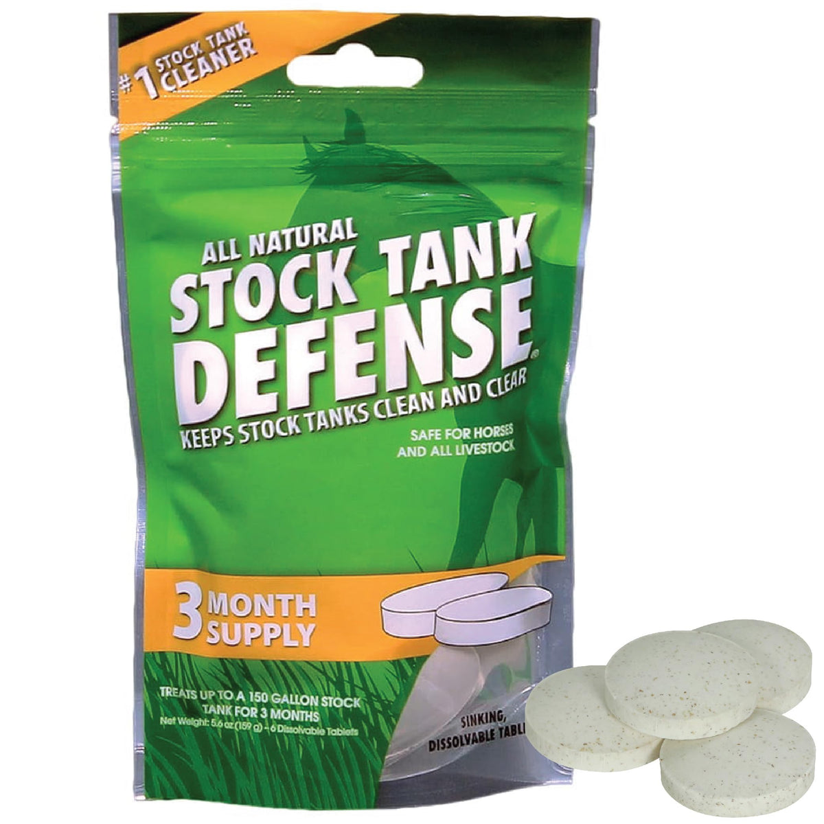 Airmax Stock Tank Defense tablets dissolving for quick stock tank cleaning.