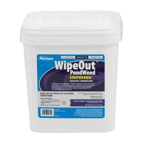 Airmax Wipeout bottle with pond weed defense for long-lasting control at the water's edge.