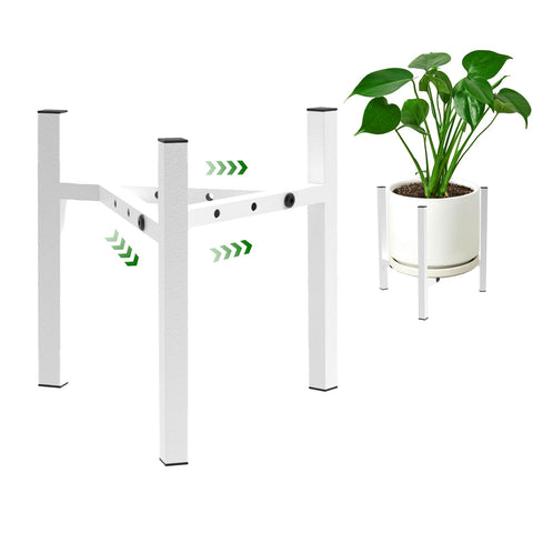 Airpark adjustable plant stand shows 8–12 inch width for various pots.