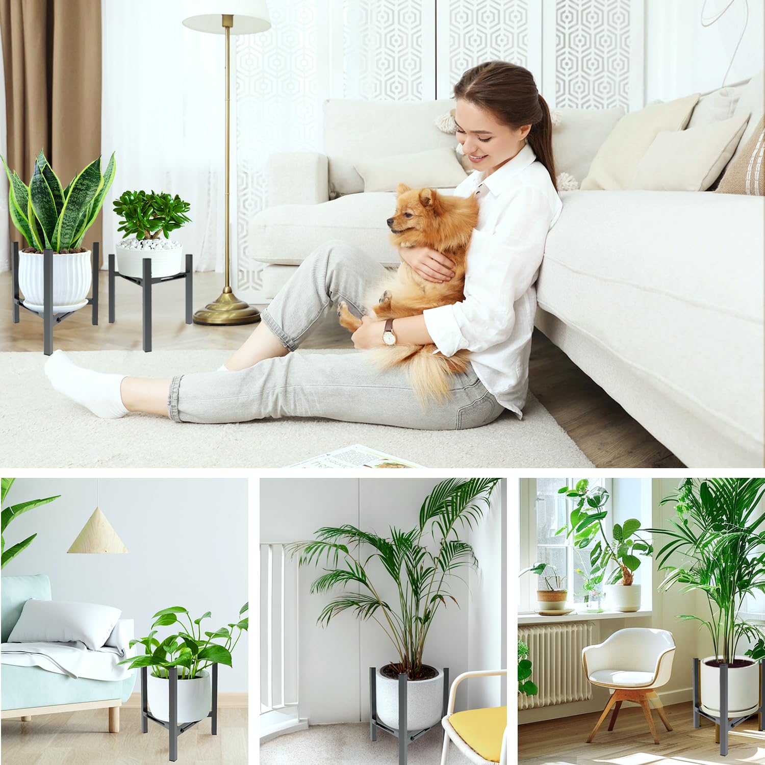 Airpark corner-friendly stand elevates plants without crowding rooms.