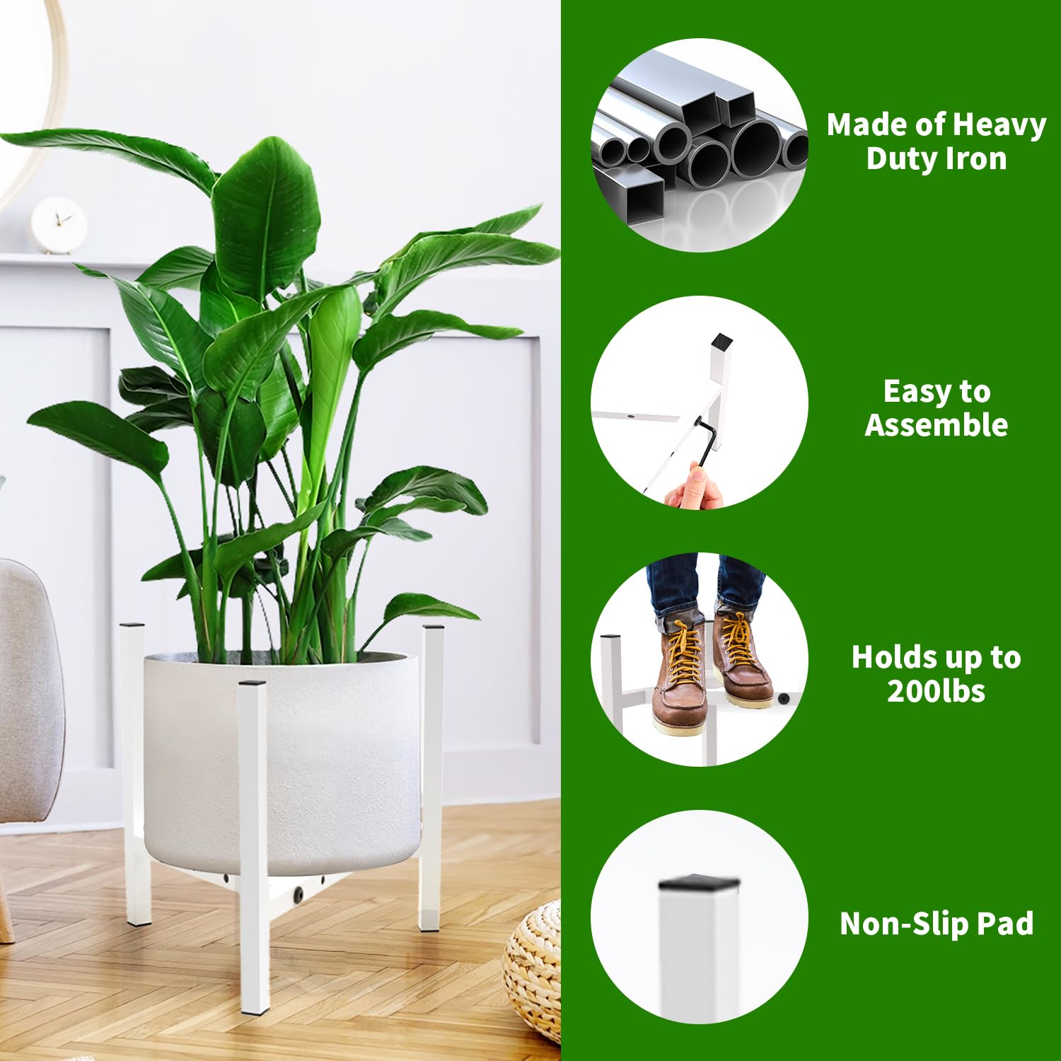 Airpark heavy-duty iron plant stand provides sturdy support for large pots.