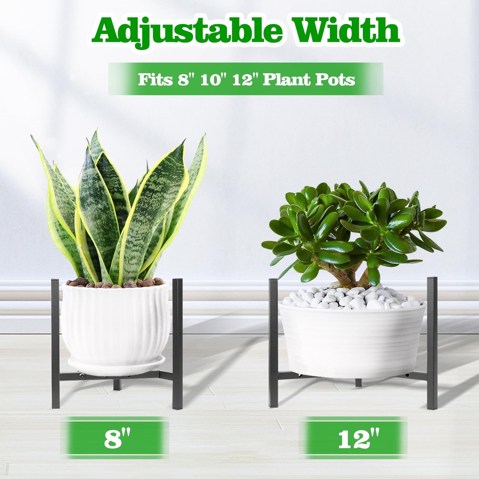 Airpark metal plant stand offers heavy-duty stability for larger pots.