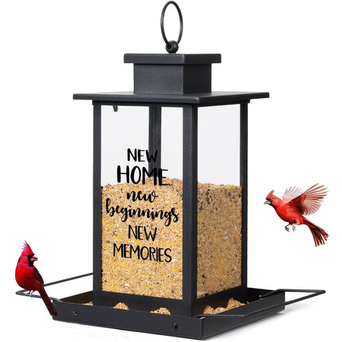 Airrioal Bird Feeder Outdoors with 360° feeding invites multiple birds to feed.