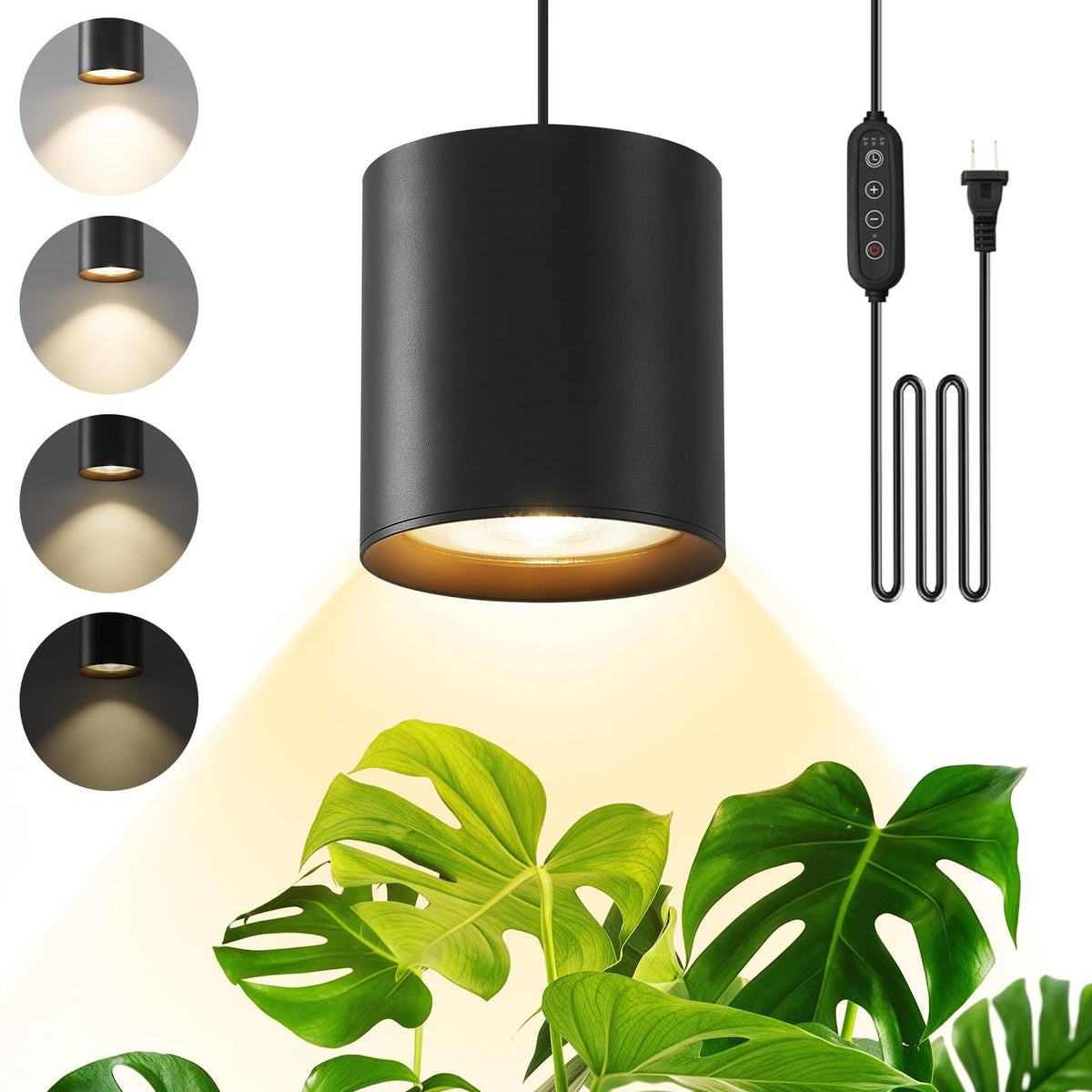 Airseafar dimmable hanging grow light front view showing compact profile and form factor