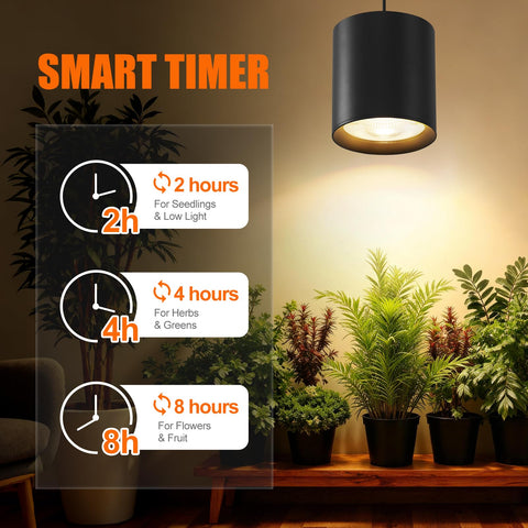 Airseafar hanging grow light timer function enabling automatic daily cycles