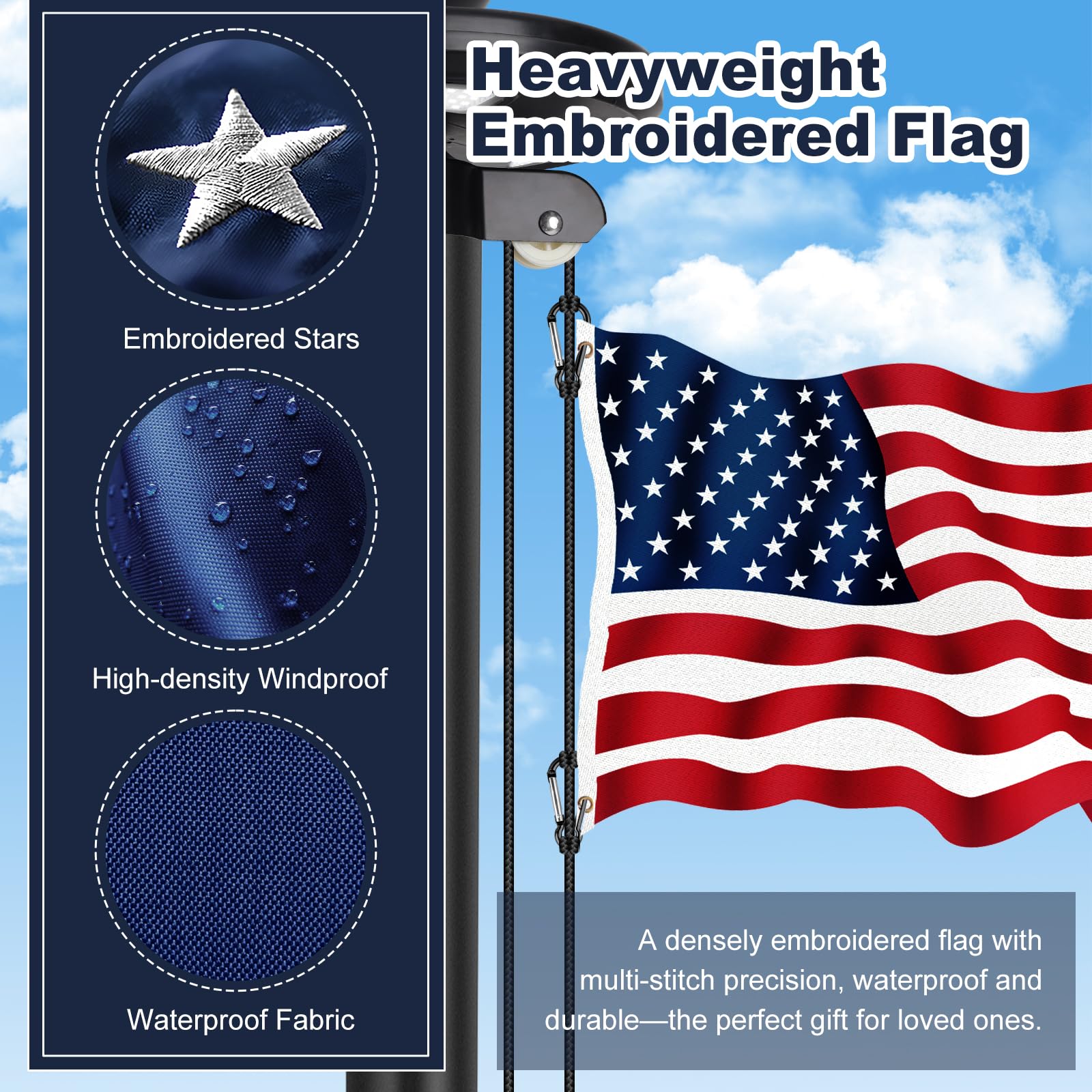 AirVows flag pole demonstrates wind resistance in outdoor conditions