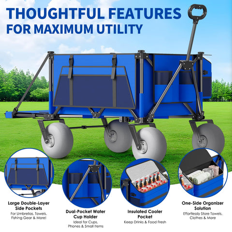 Aisdan Beach Wagon 9-inch inflatable tires offer smooth rides on sand and grass