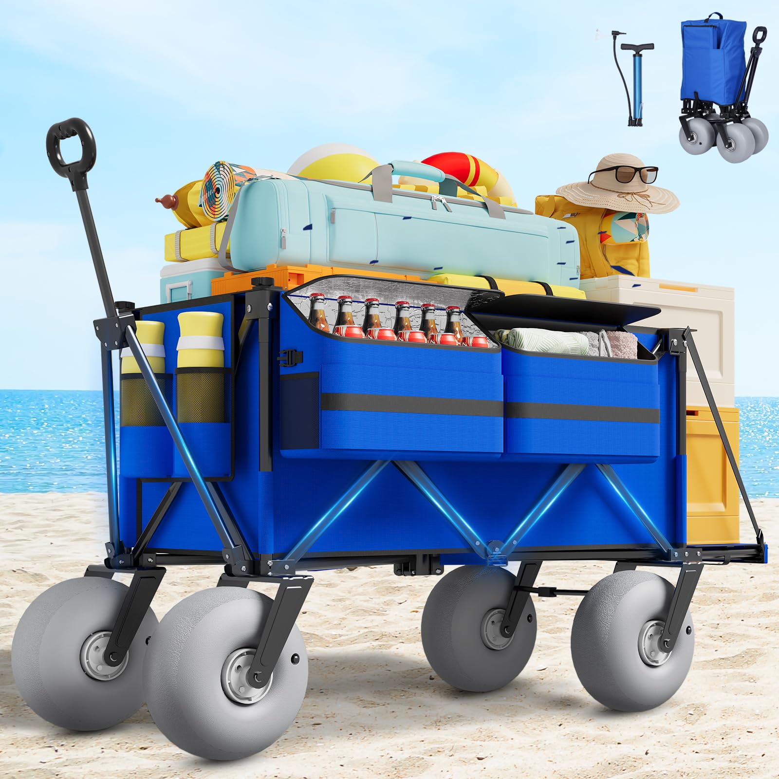 Aisdan Beach Wagon with big wheels navigates sand easily for outdoor trips