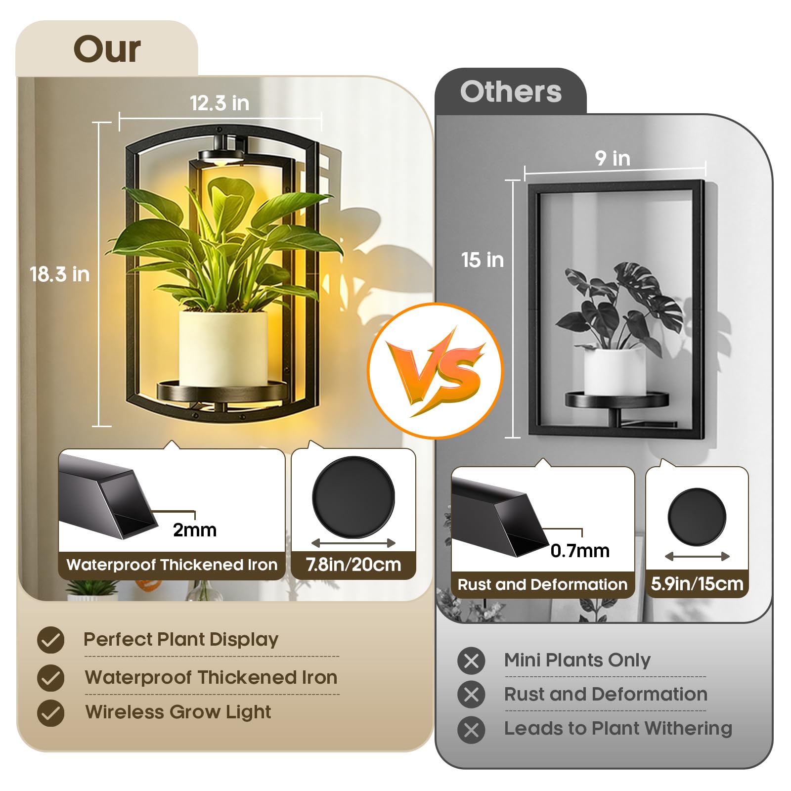 Aisdan wall plant holder offering 13 colors and 5 brightness levels