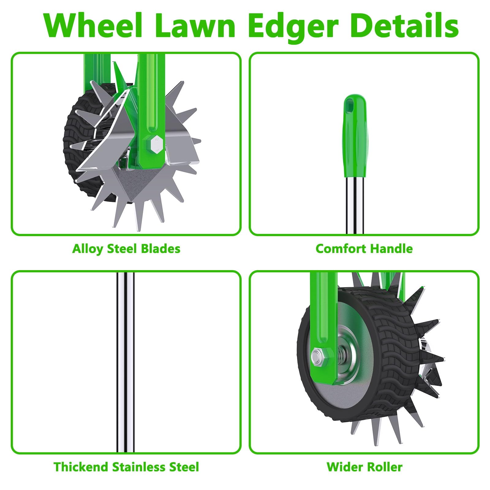 Aishkimo Edger adjustable handle shows three height settings for comfortable use.