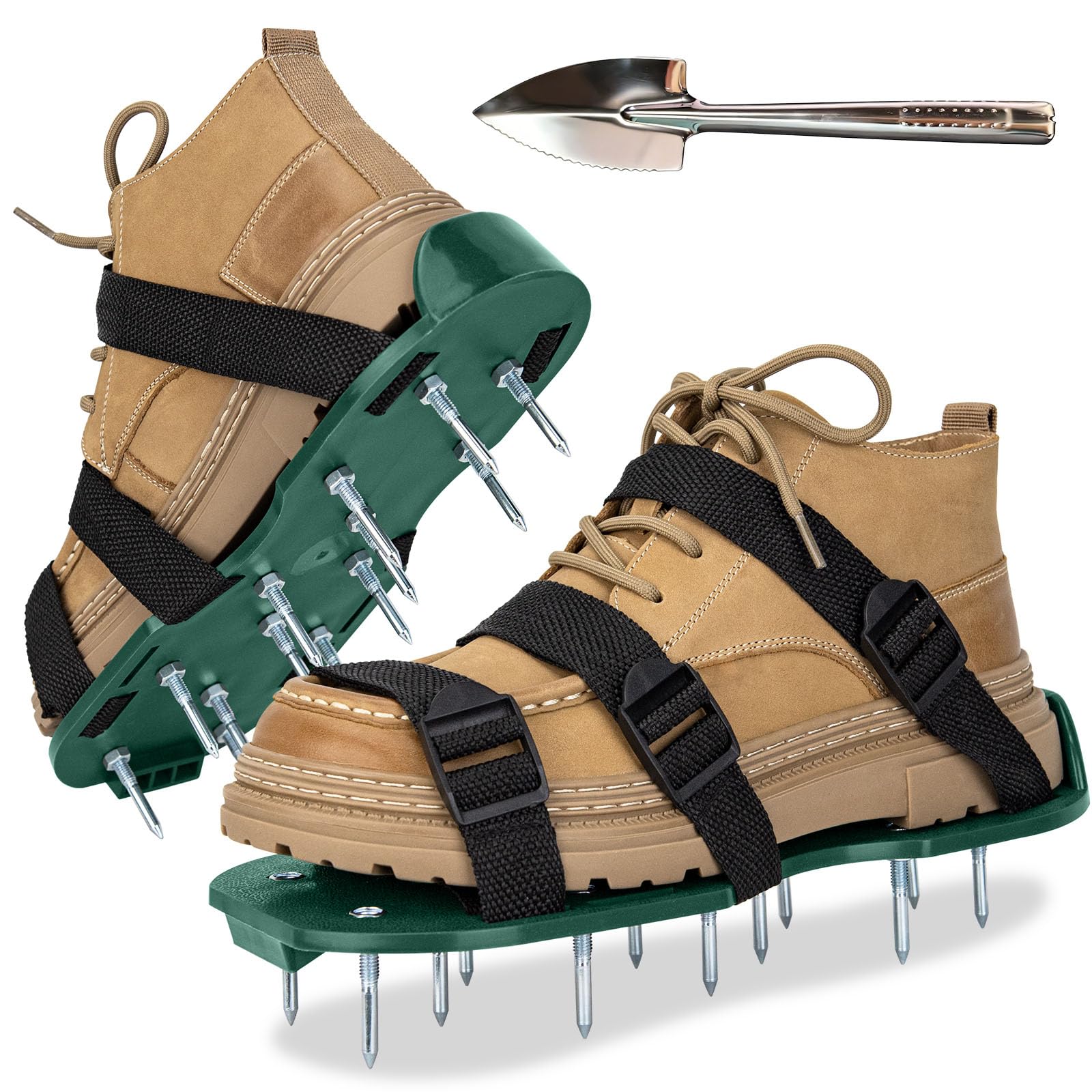 Aishkimo Lawn Aerator Shoes with adjustable straps for secure stability during use.