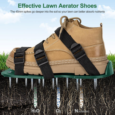 Close-up of corrosion-resistant spikes on Aishkimo aerator shoes.