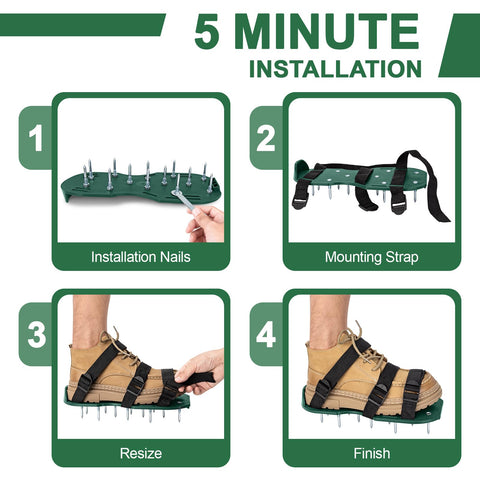 Aishkimo aerator shoes showcase heavy-duty spikes prepared for soil penetration.