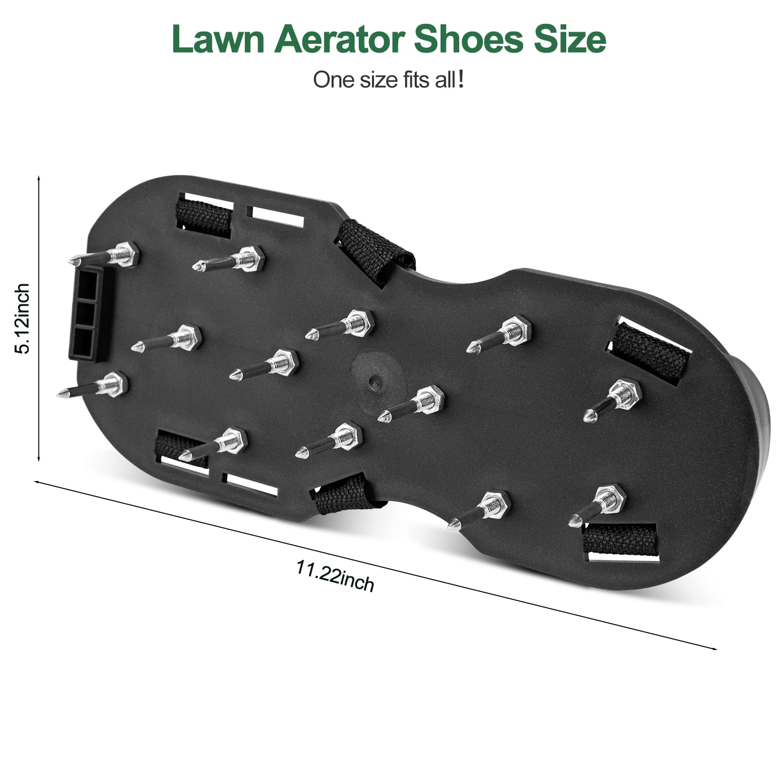Aishkimo lawn aerator shoes one-size-fits-all design fits most feet securely.