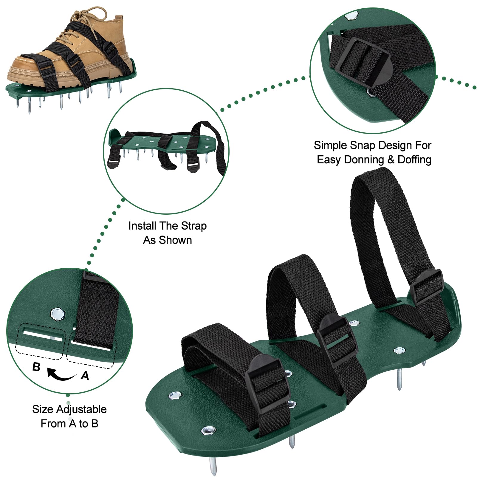 One-size-fits-all Aishkimo aerator shoes with fully adjustable fasteners.