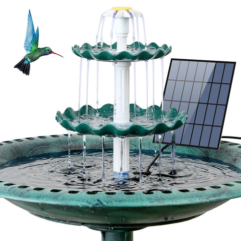 AISITIN 3-tier bird bath with solar pump attracting birds to your garden