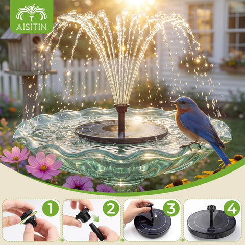 AISITIN bird-bath setup attracts birds and lively garden atmosphere