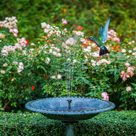 AISITIN birdbath fountain with six nozzles enables varied spray patterns