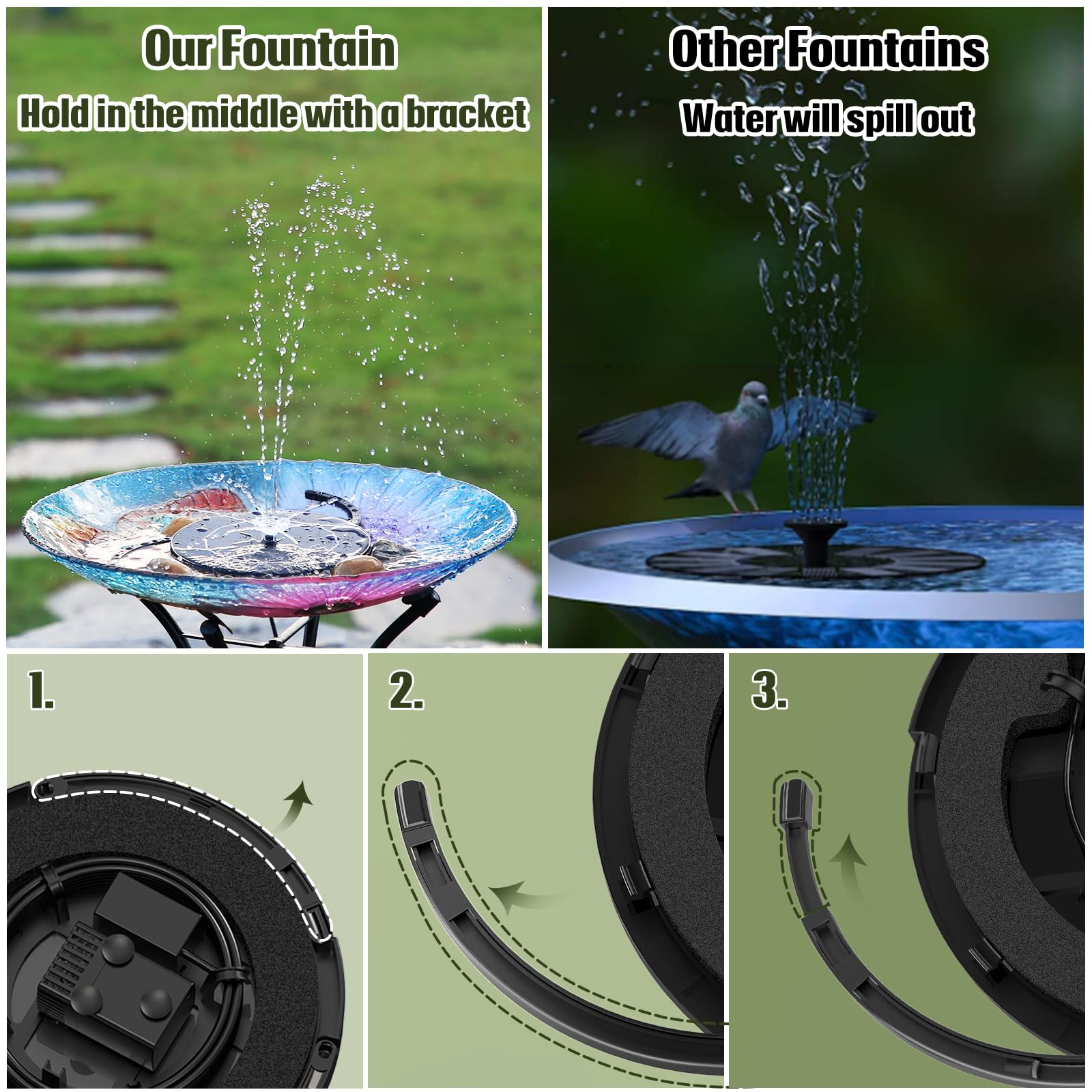 AISITIN retractable brackets fit different bird baths for secure installation