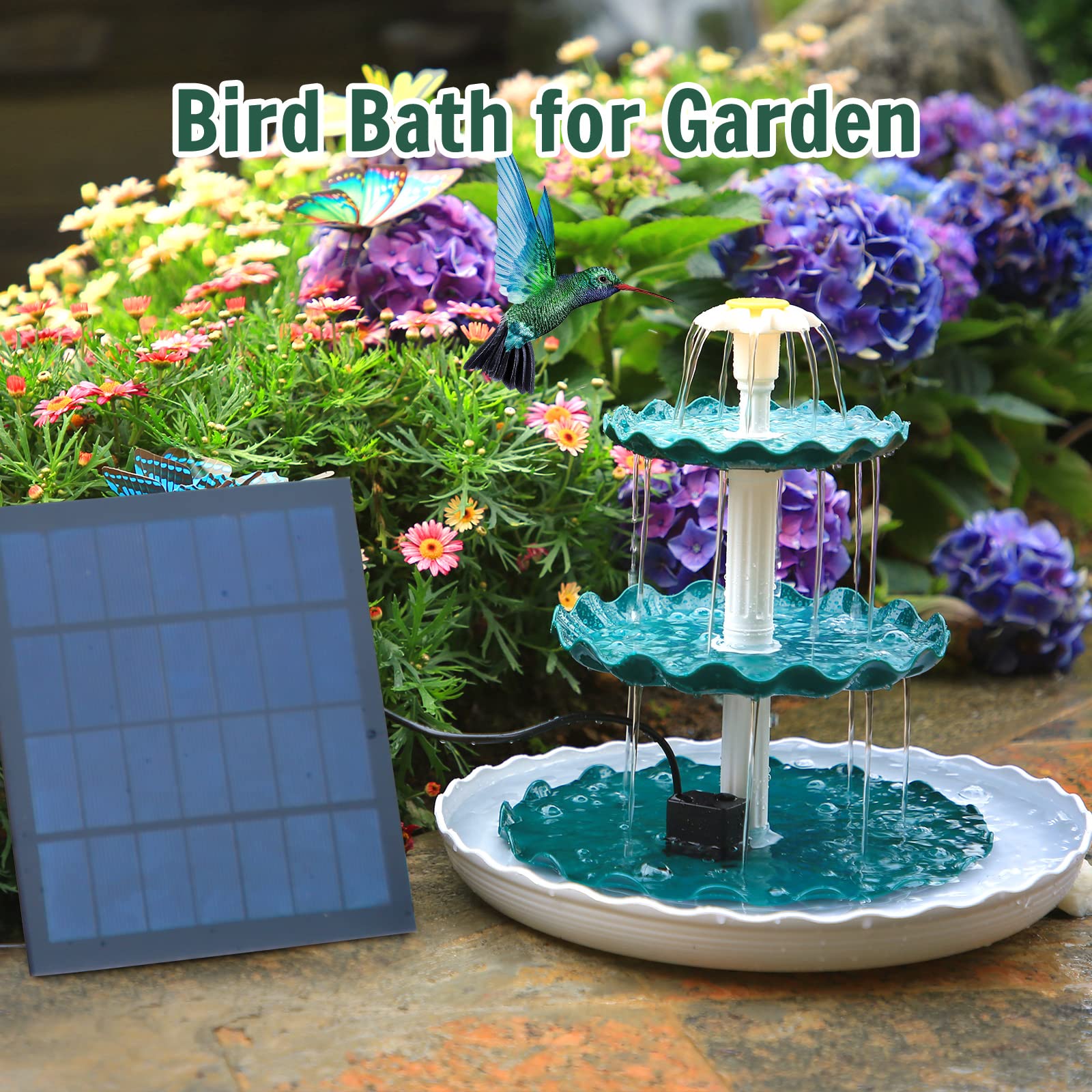 AISITIN detachable solar fountain for flexible outdoor setups