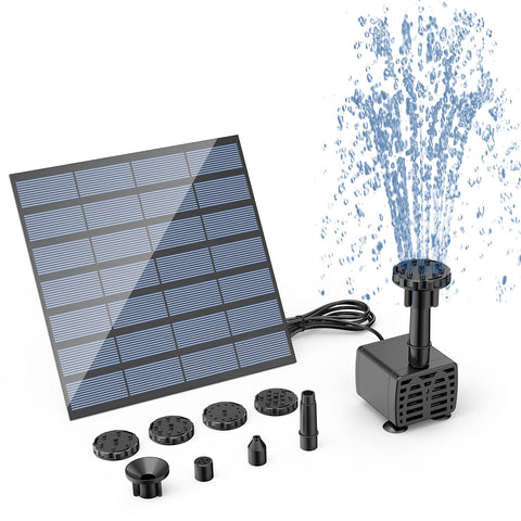 AISITIN DIY solar pump kit in a bird bath with a gentle fountain