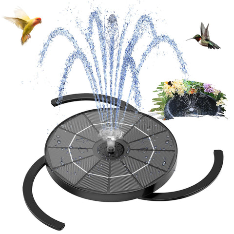 AISITIN solar panel powering a bird bath fountain for eco-friendly outdoor water features.