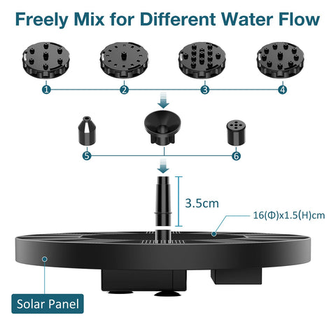 AISITIN pond fountain with six nozzles creates varied water shapes