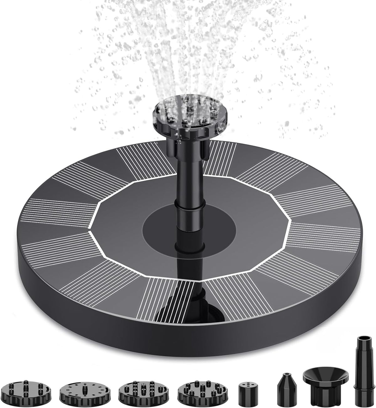 AISITIN solar bird bath pump front view, compact and easy outdoor setup.