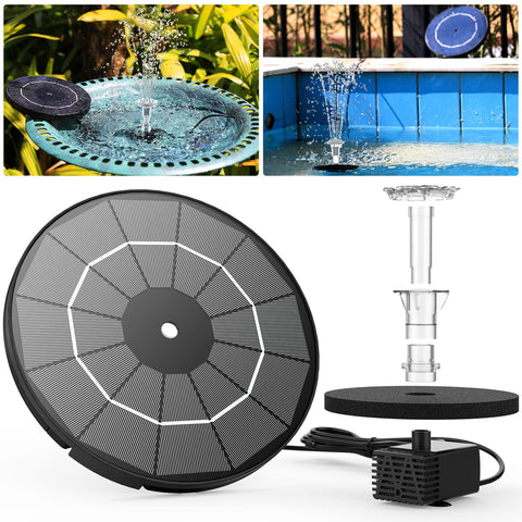 AISITIN solar bird bath setup showing a lively fountain attracting birds