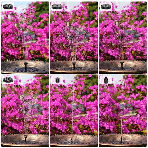 AISITIN solar fountain jet styles show adjustable height for different displays.