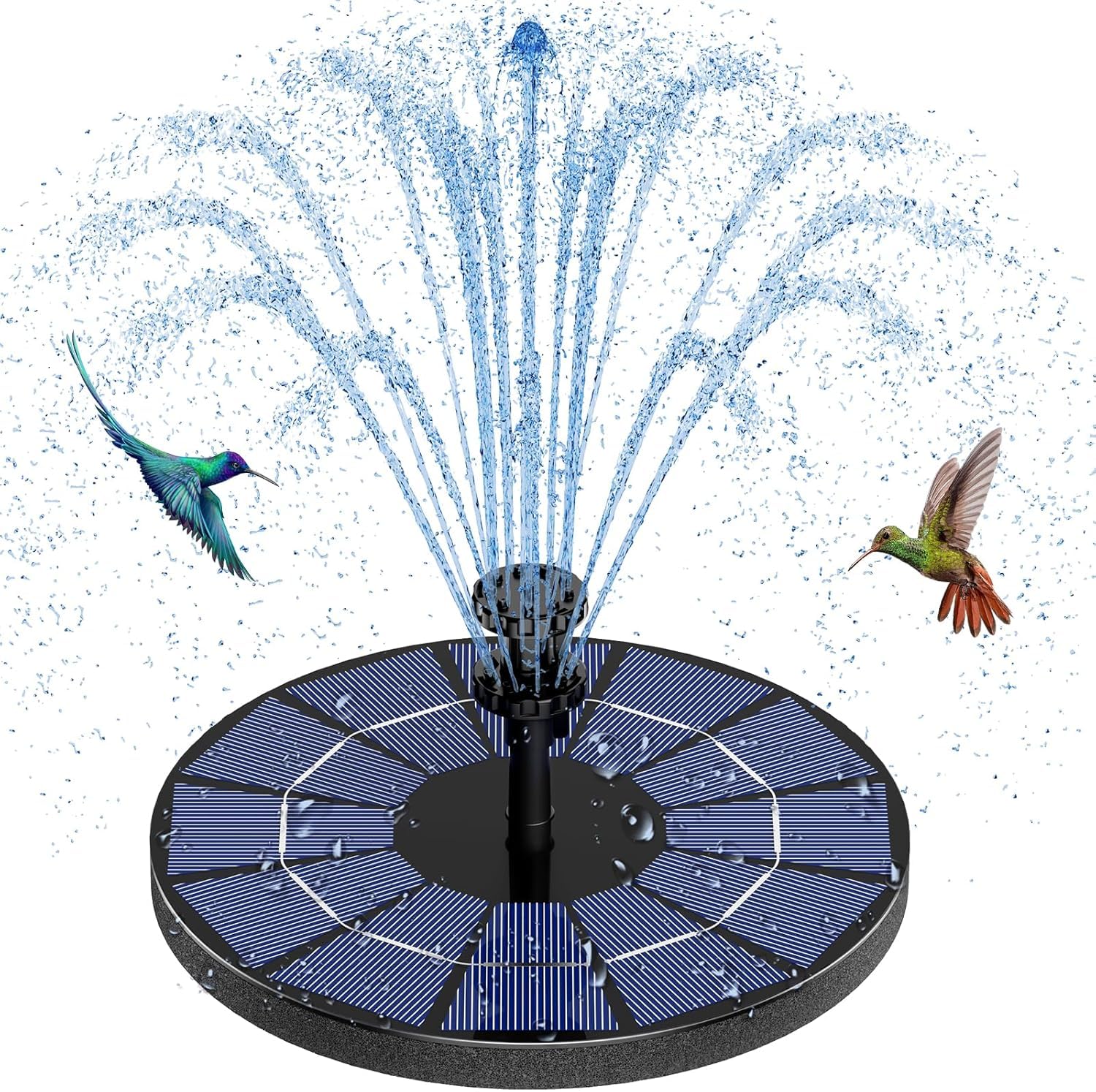AISITIN solar fountain panel view shows efficient charging for continuous operation.