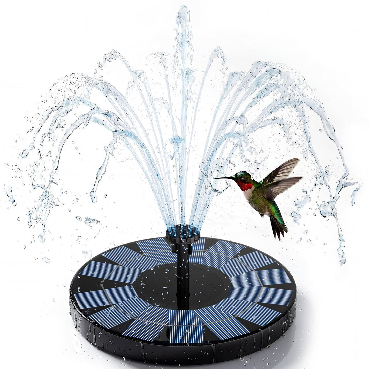 AISITIN solar fountain pump with six nozzles for vibrant bird bath displays