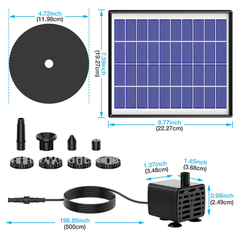 AISITIN built-in battery backup stores sun power for fountain play during clouds