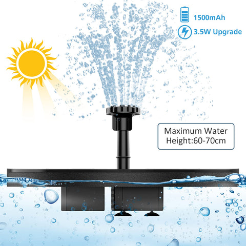 AISITIN solar fountain six nozzles illustrate versatile spray patterns.
