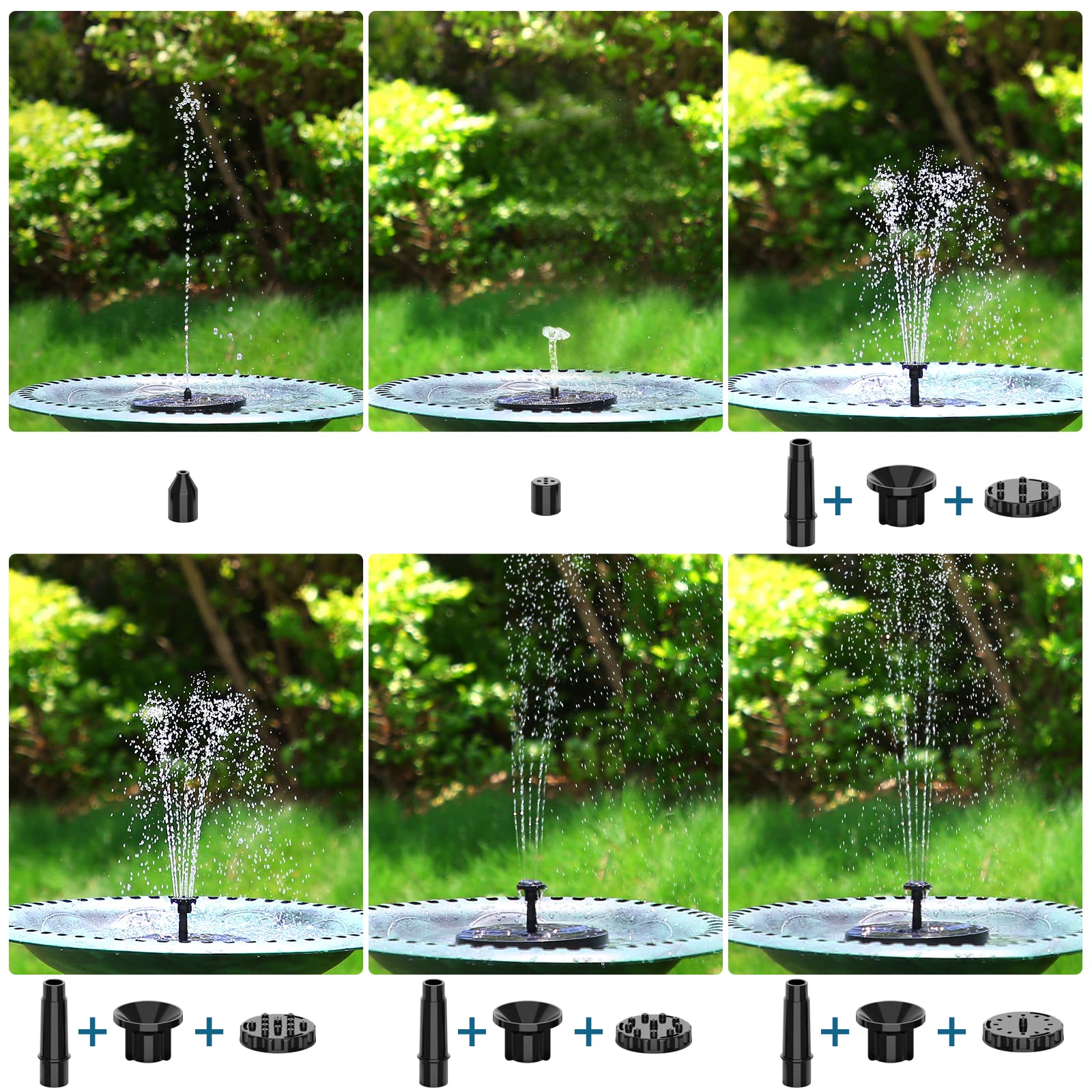 AISITIN solar panel 7.1-inch diameter powers steady fountain action