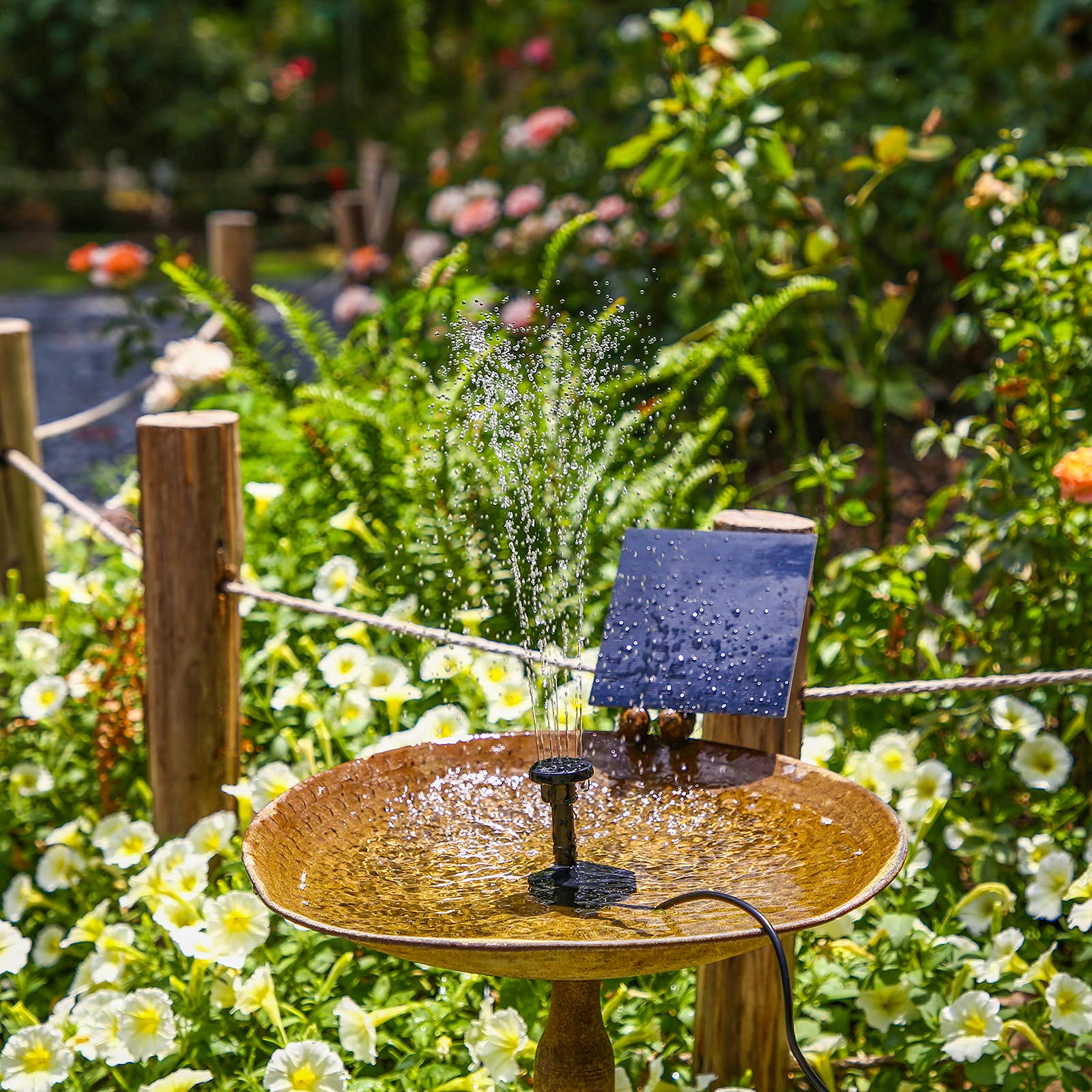 AISITIN solar pump kit on patio for relaxing garden moments
