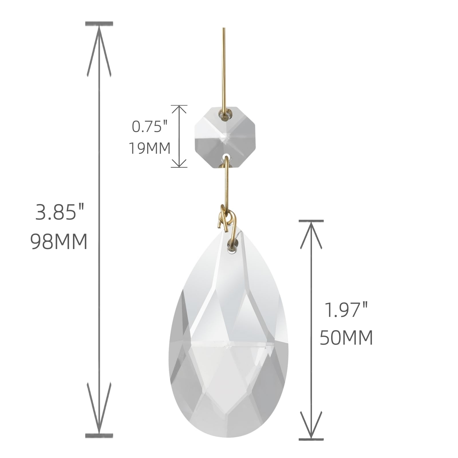 Aiskaer teardrop with octagonal bead for chandelier decor