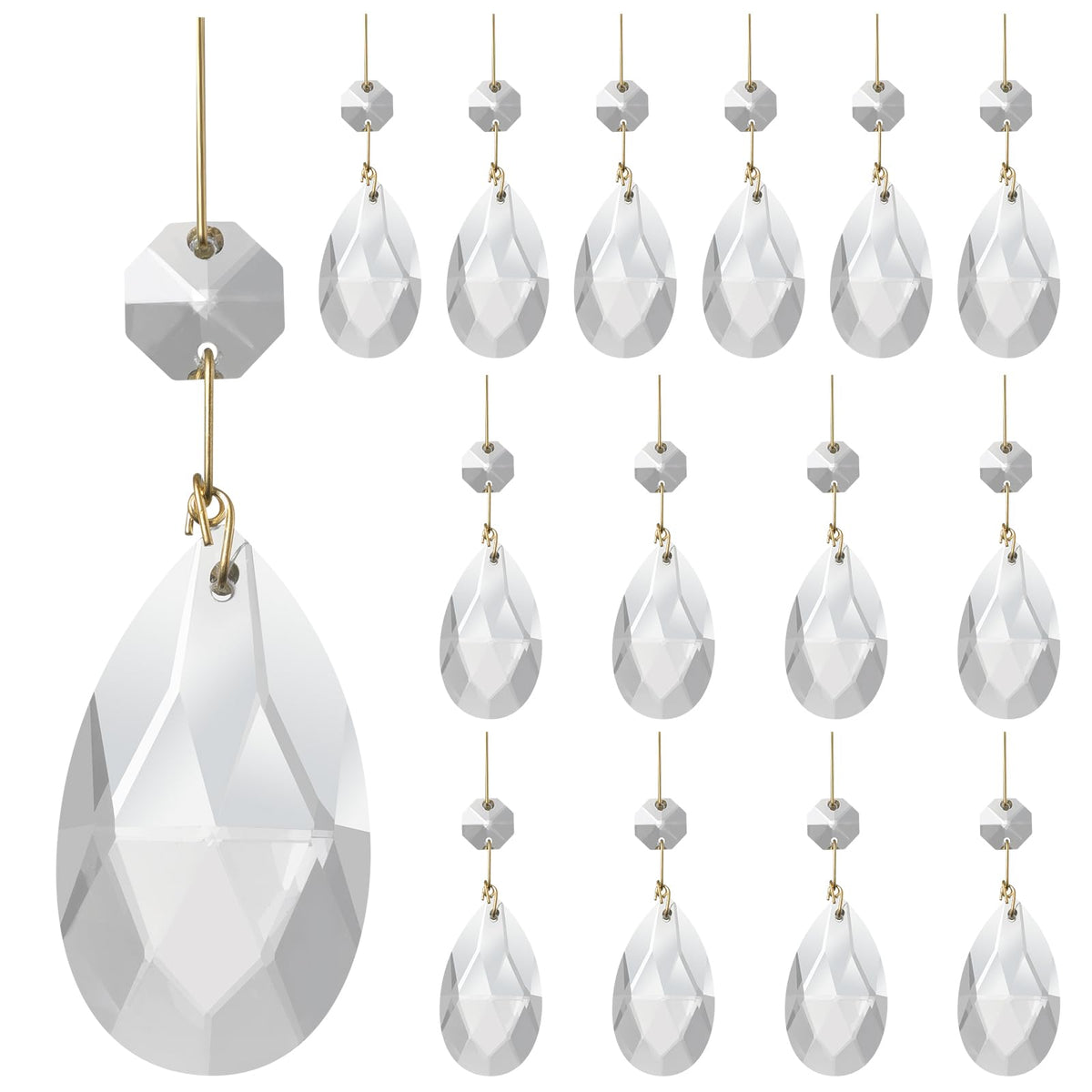 Aiskaer clear teardrop pendant prism sparkling on a lamp