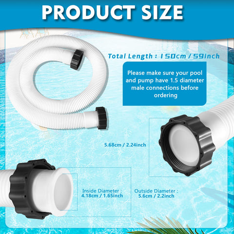 AISunGoo one-point-five-inch diameter pool hose with screw-on ends for quick installation.