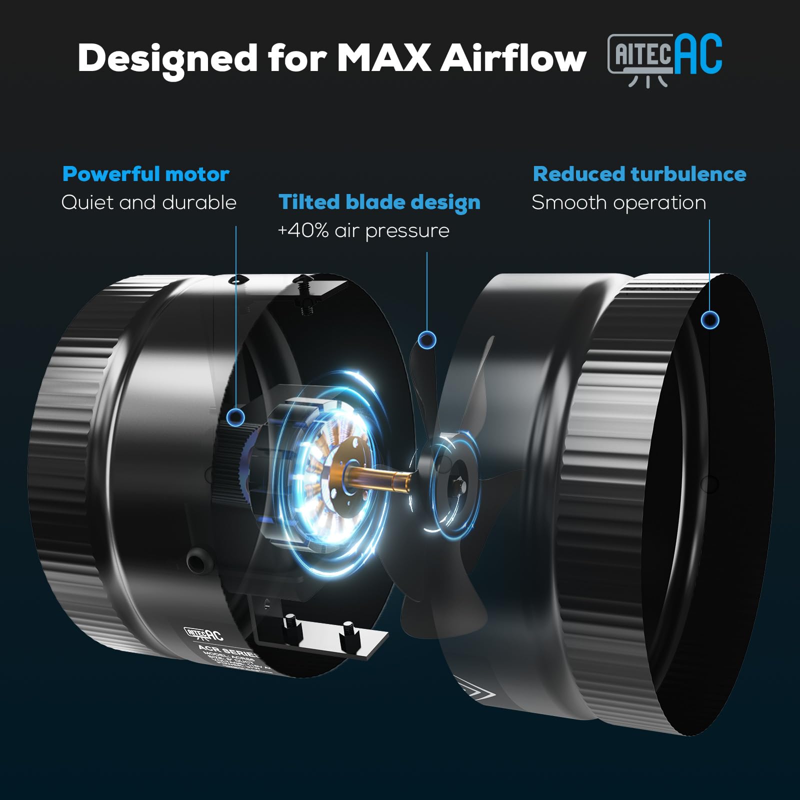 AITECAC galvanized housing for durable inline fan