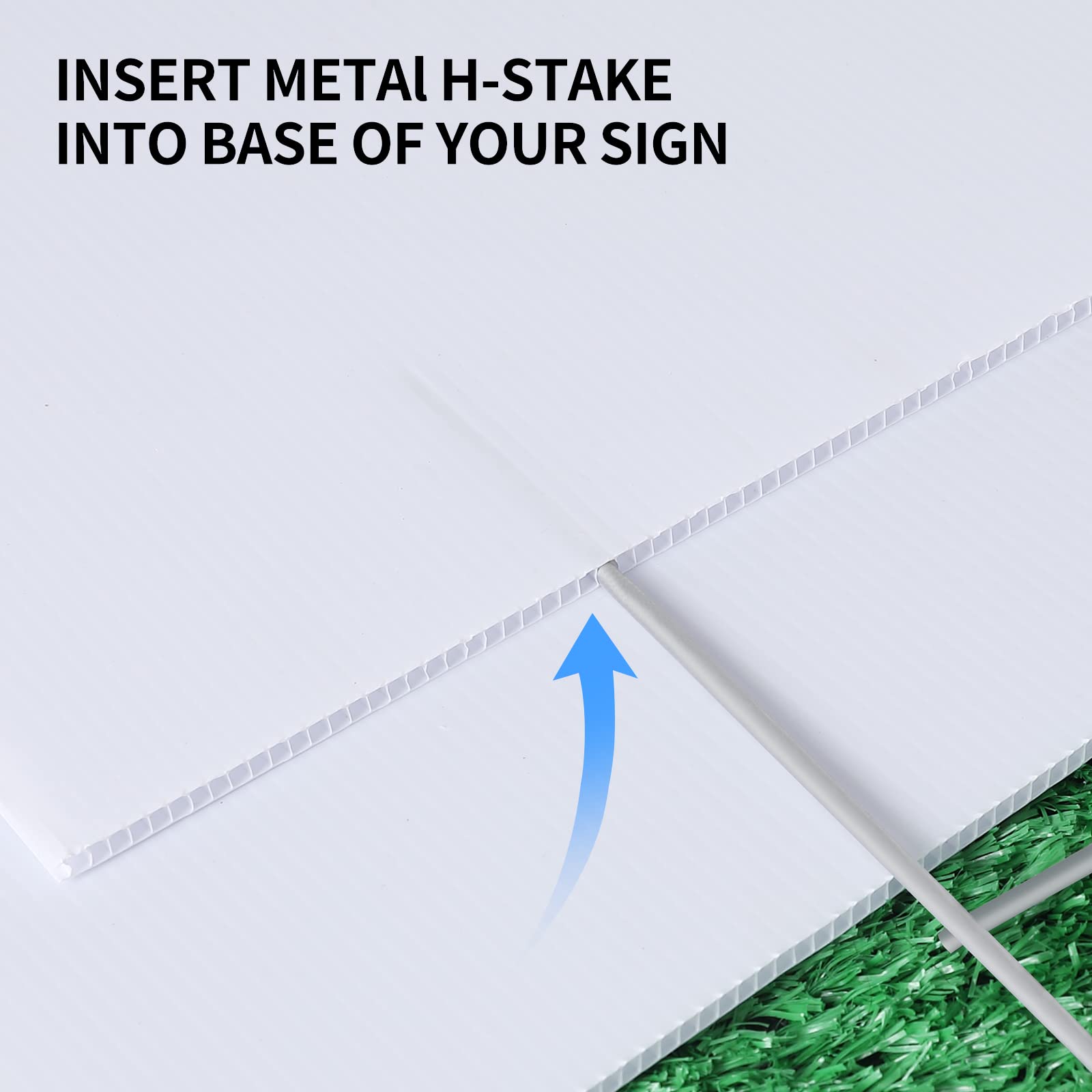 AITIKUE h-design stake keeps yard signs upright in windy spaces.