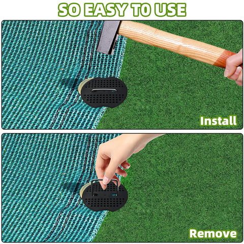 AiTuiTui turf-holding stakes stabilize slightly sloped lawns against wind uplift