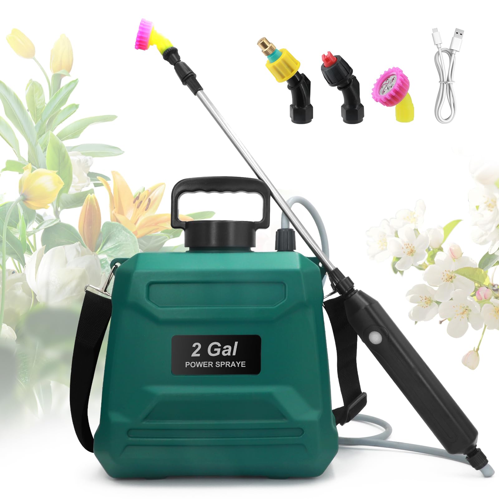 Aiuca battery powered sprayer front view with 2-gallon tank for efficient irrigation