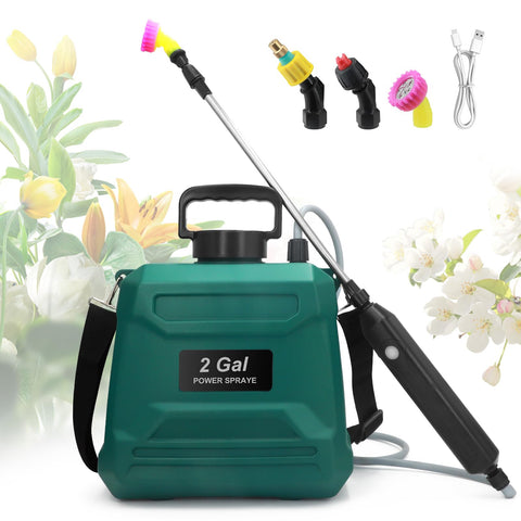 Aiuca battery powered sprayer front view with 2-gallon tank for efficient irrigation