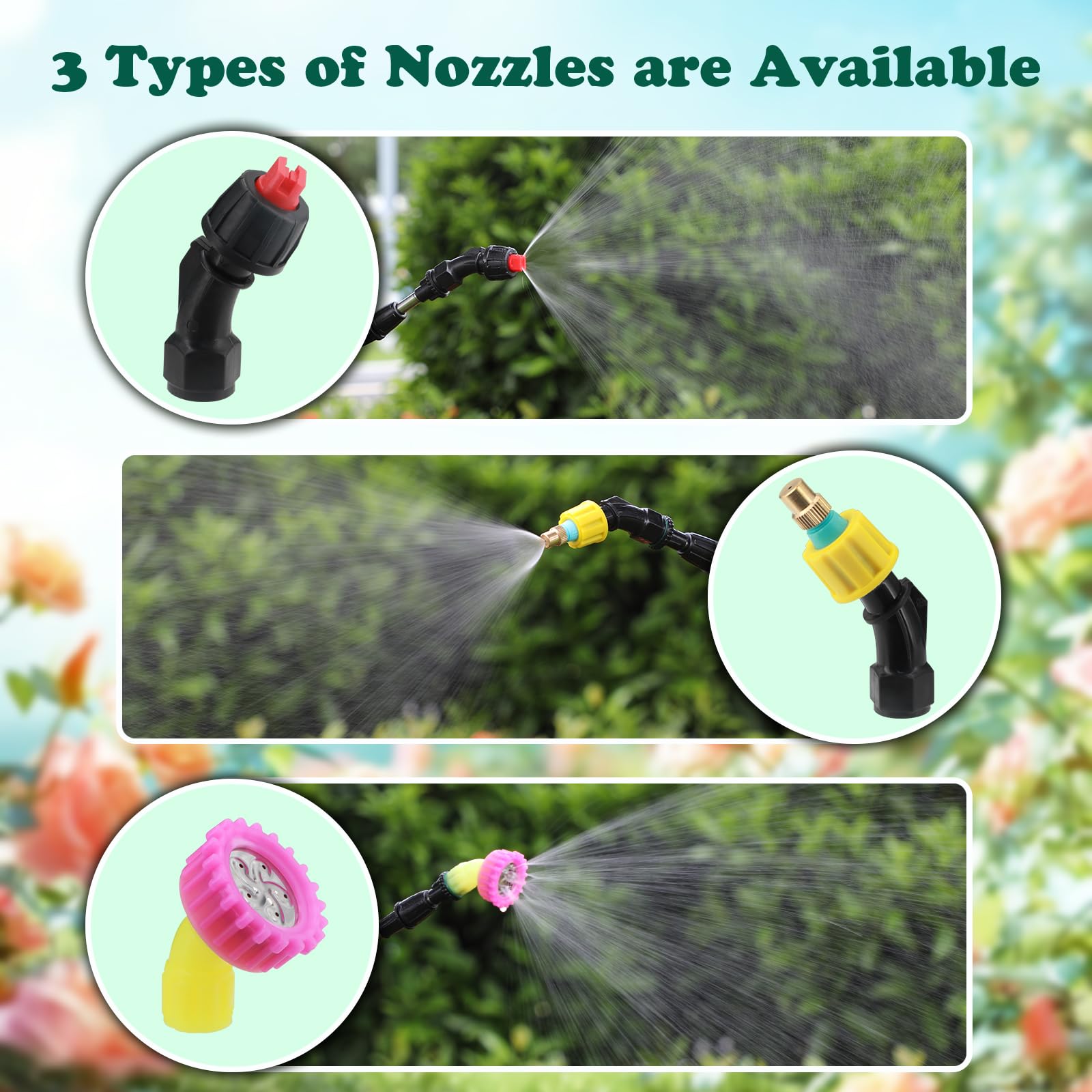 Aiuca battery powered sprayer with triple mist nozzles for versatile spraying