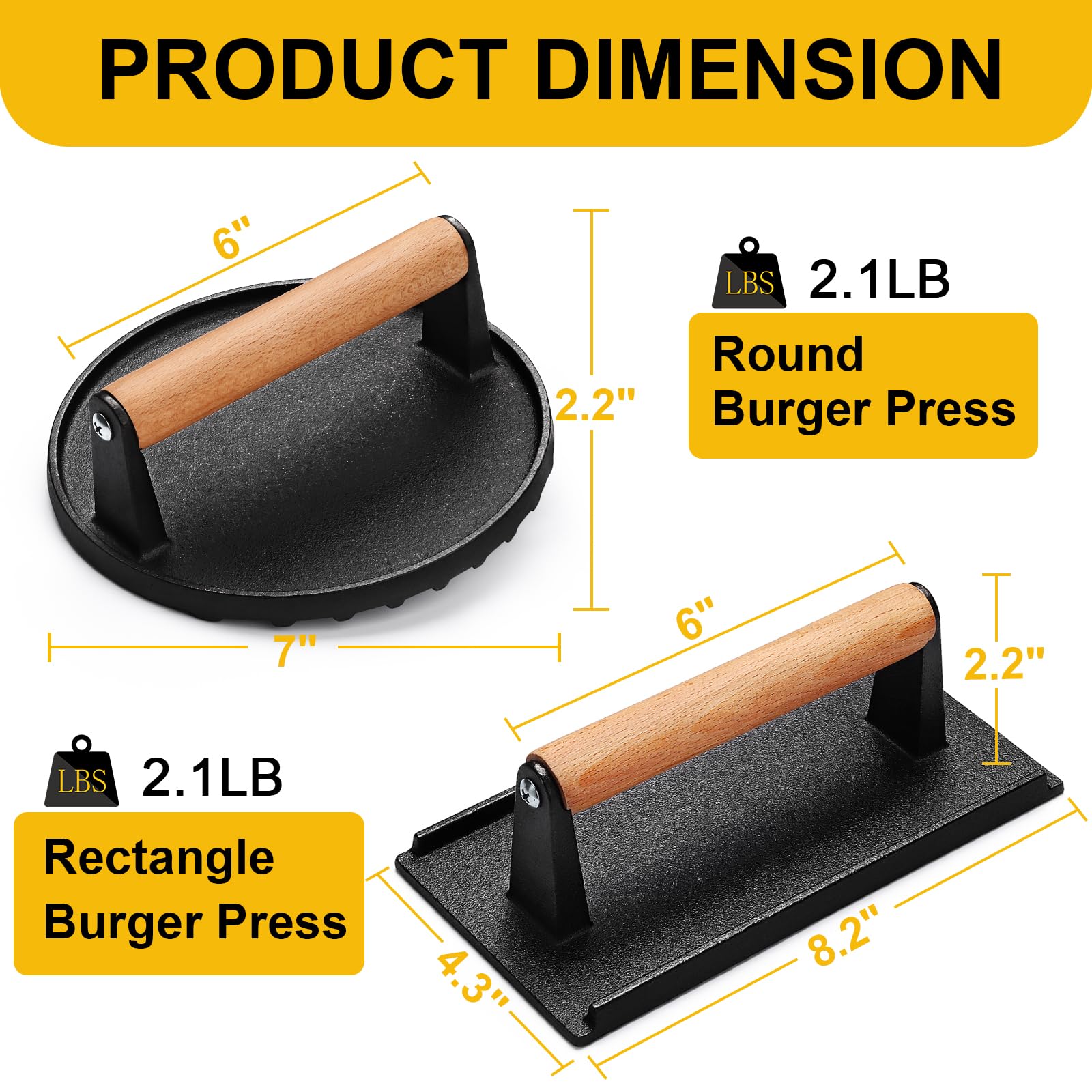 AIVIKI press with flat iron bottom for uniform contact and quick cooking.