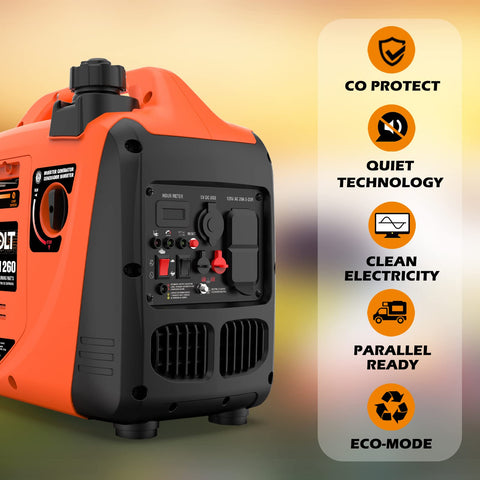 AIVOLT 1600W inverter generator carry handle showing easy portability for camping trips.