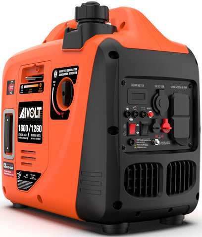 AIVOLT 1600W inverter generator front panel view delivering stable power for sensitive electronics.