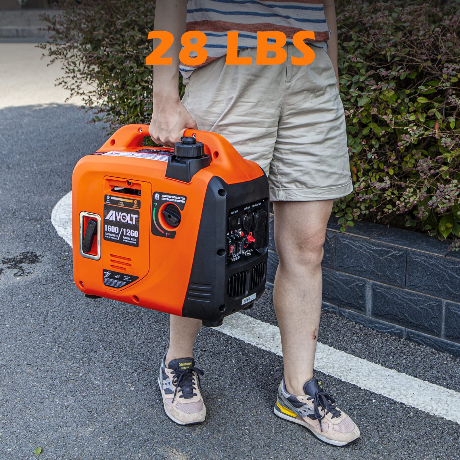 AIVOLT 1600W inverter generator output panel with USB ports convenient for charging devices.